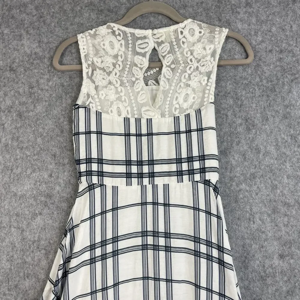 Mia Joy Dress Girls 12‎ Blue Plaid Lace Asymmetric Ruffle Cottage Boho Peasant